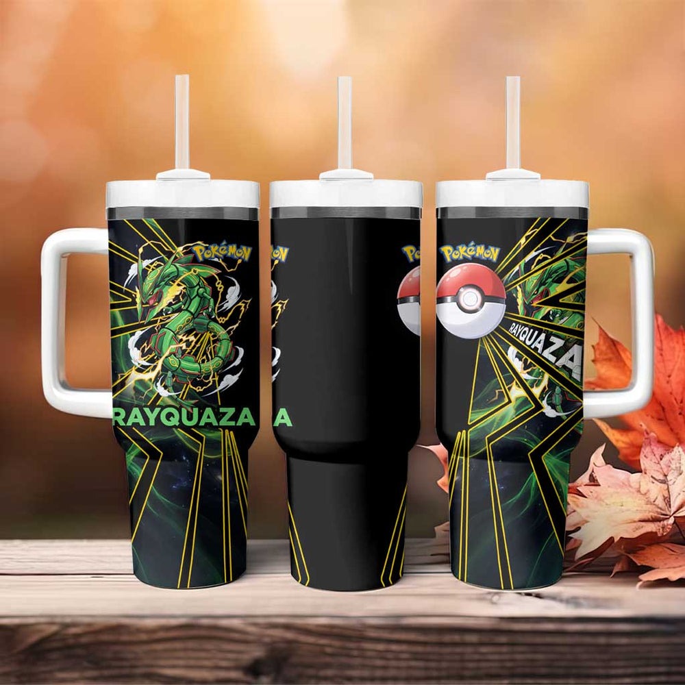 Rayquaza Poké Tumbler With Handle Cosmic Dragon Comic Style TS04 Rayquaza Poké Tumbler With Handle Cosmic Dragon Comic Style TS04