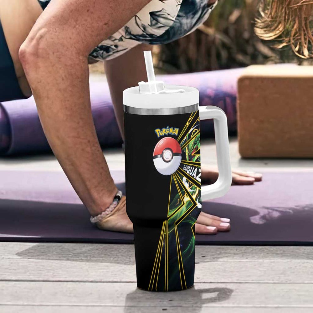 Rayquaza Poké Tumbler With Handle Cosmic Dragon Comic Style TS04 Rayquaza Poké Tumbler With Handle Cosmic Dragon Comic Style TS04