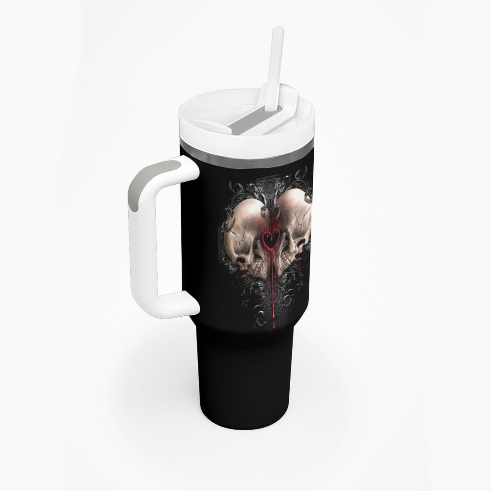 Reaper Heart Tumbler With Handle Eternal Embrace - Uniting Souls in the Realm of Skulls DT01 Reaper Heart Tumbler With Handle Eternal Embrace - Uniting Souls in the Realm of Skulls DT01