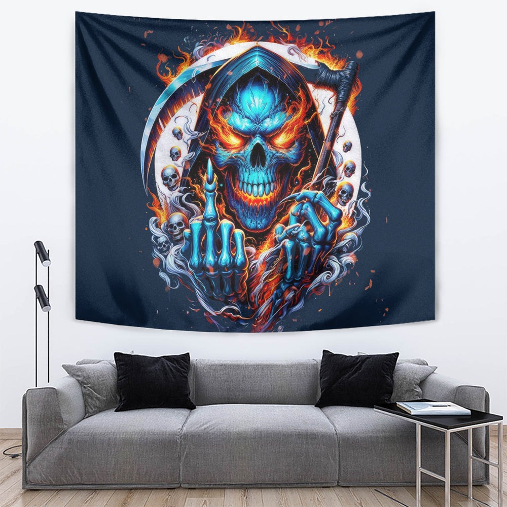 Reaper Skull Tapestry My Give A Fuck Is Broken But My Go Fuck Yourself Is Fully Functional DT01 Reaper Skull Tapestry My Give A Fuck Is Broken But My Go Fuck Yourself Is Fully Functional DT01