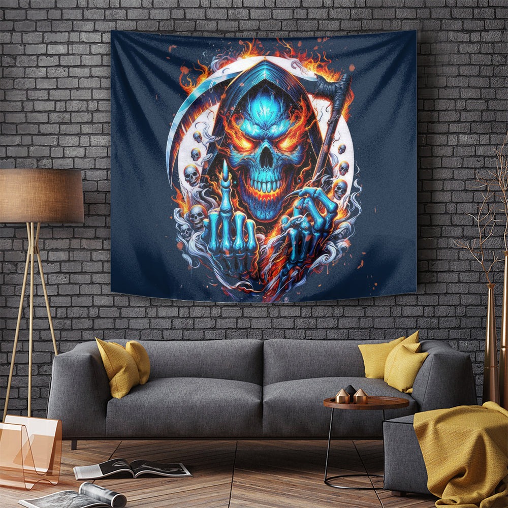Reaper Skull Tapestry My Give A Fuck Is Broken But My Go Fuck Yourself Is Fully Functional DT01 Reaper Skull Tapestry My Give A Fuck Is Broken But My Go Fuck Yourself Is Fully Functional DT01
