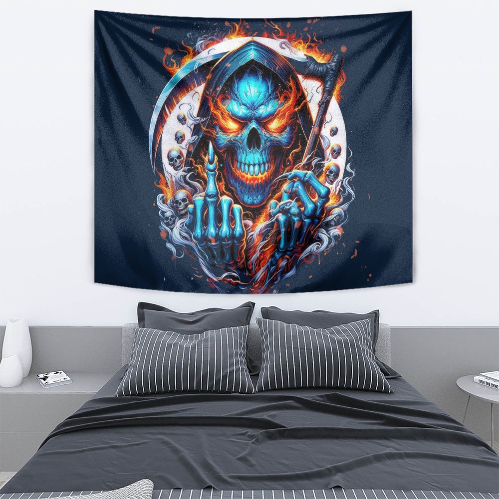 Reaper Skull Tapestry My Give A Fuck Is Broken But My Go Fuck Yourself Is Fully Functional DT01 Reaper Skull Tapestry My Give A Fuck Is Broken But My Go Fuck Yourself Is Fully Functional DT01