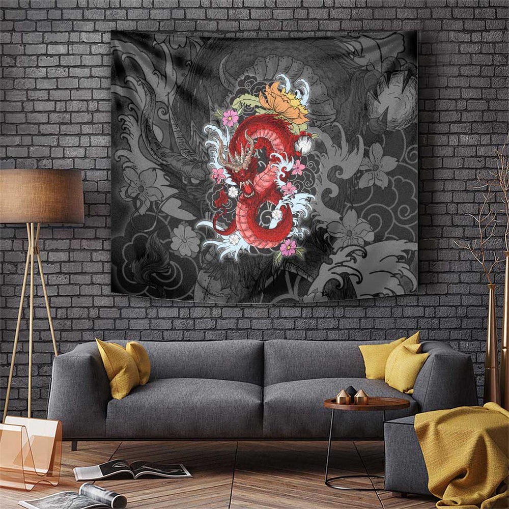 Red Dragon Tapestry Japan Art Style TS04 Red Dragon Tapestry Japan Art Style TS04