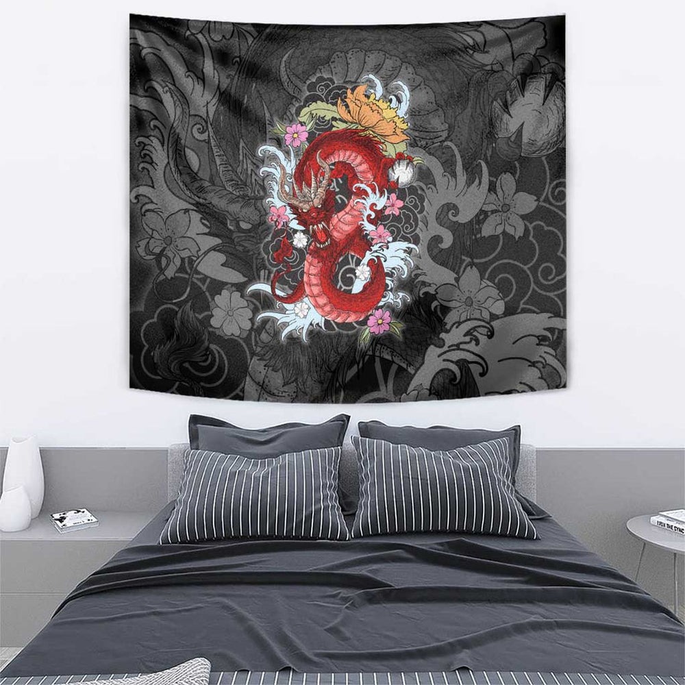 Red Dragon Tapestry Japan Art Style TS04 Red Dragon Tapestry Japan Art Style TS04