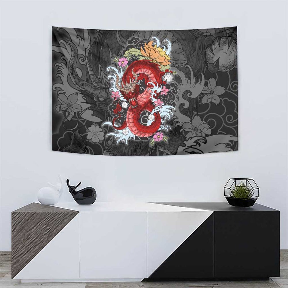 Red Dragon Tapestry Japan Art Style TS04 Red Dragon Tapestry Japan Art Style TS04