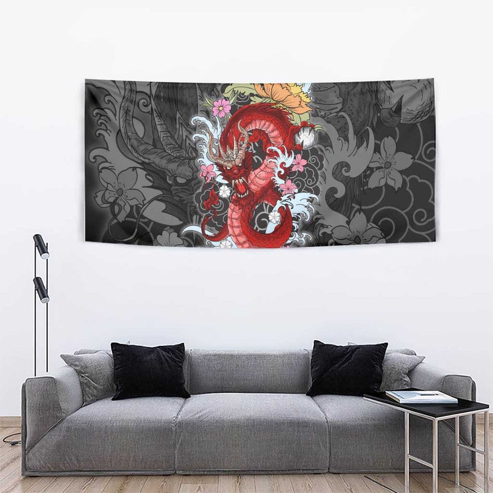 Red Dragon Tapestry Japan Art Style TS04 Red Dragon Tapestry Japan Art Style TS04