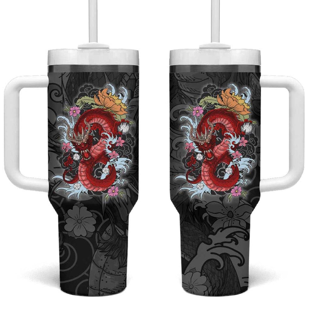 Red Dragon Tumbler With Handle Japan Art Style TS04 Red Dragon Tumbler With Handle Japan Art Style TS04