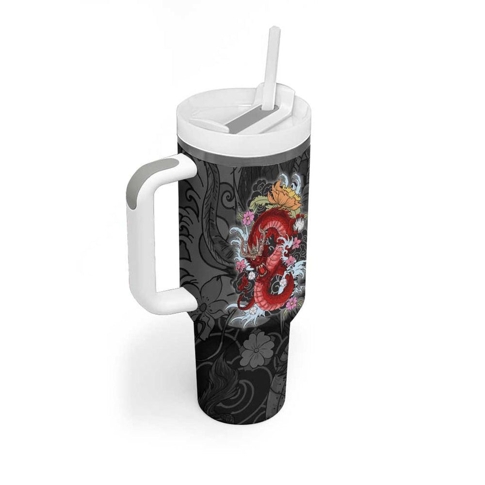 Red Dragon Tumbler With Handle Japan Art Style TS04 Red Dragon Tumbler With Handle Japan Art Style TS04
