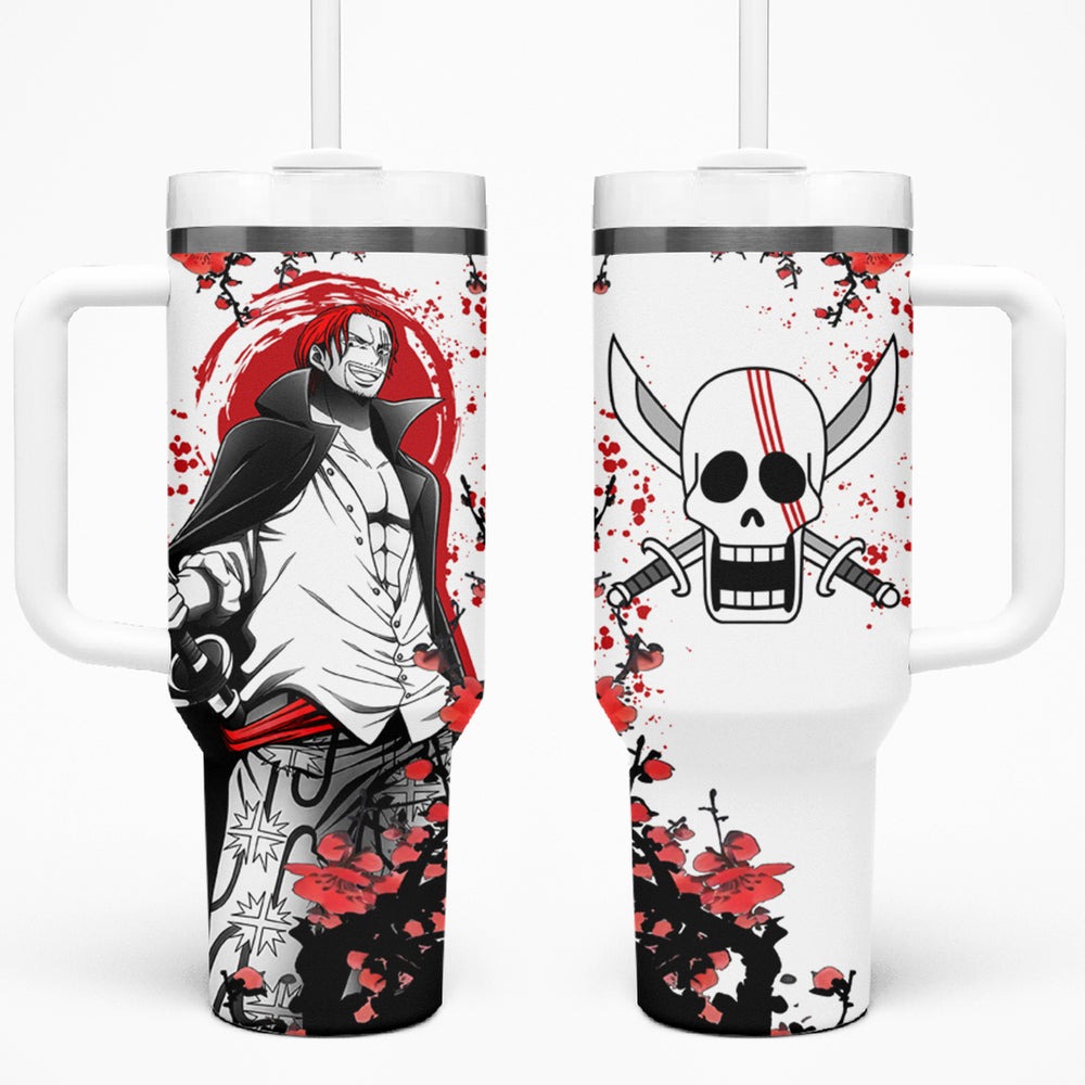 Red-Haired Shanks One Piece Tumbler With Handle Japan Style Red-Haired Shanks One Piece Tumbler With Handle Japan Style