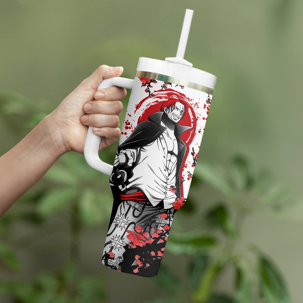 Red-Haired Shanks One Piece Tumbler With Handle Japan Style Red-Haired Shanks One Piece Tumbler With Handle Japan Style