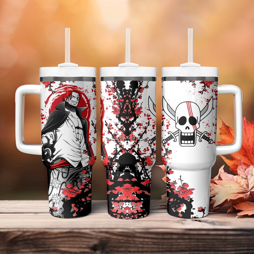 Red-Haired Shanks One Piece Tumbler With Handle Japan Style Red-Haired Shanks One Piece Tumbler With Handle Japan Style