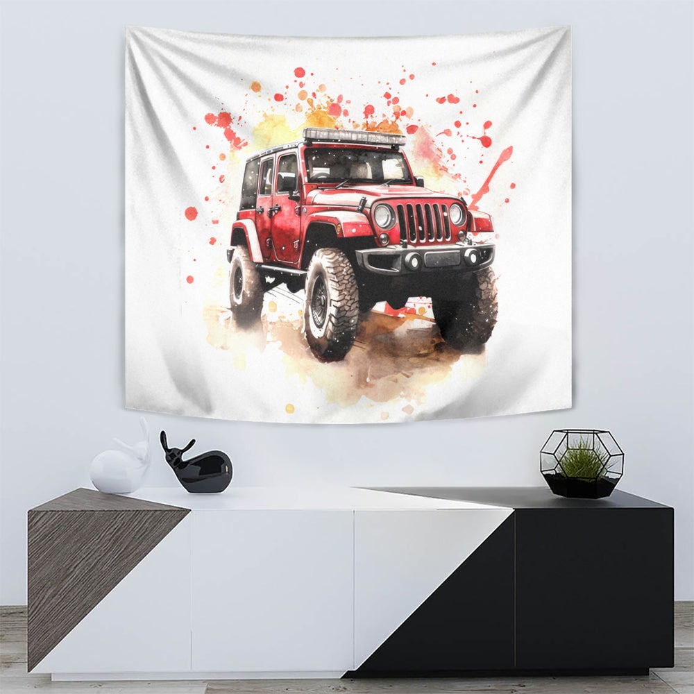 Red Jeep Tapestry I Like Stay In My Jeep It's Too People Outside DT01 Red Jeep Tapestry I Like Stay In My Jeep It's Too People Outside DT01