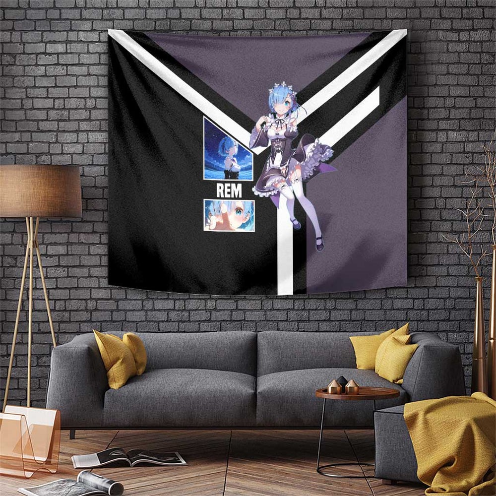 Rem ReZero Tapestry with Maid Outfit and Loyal Battle Pose Design TS04 Rem ReZero Tapestry with Maid Outfit and Loyal Battle Pose Design TS04