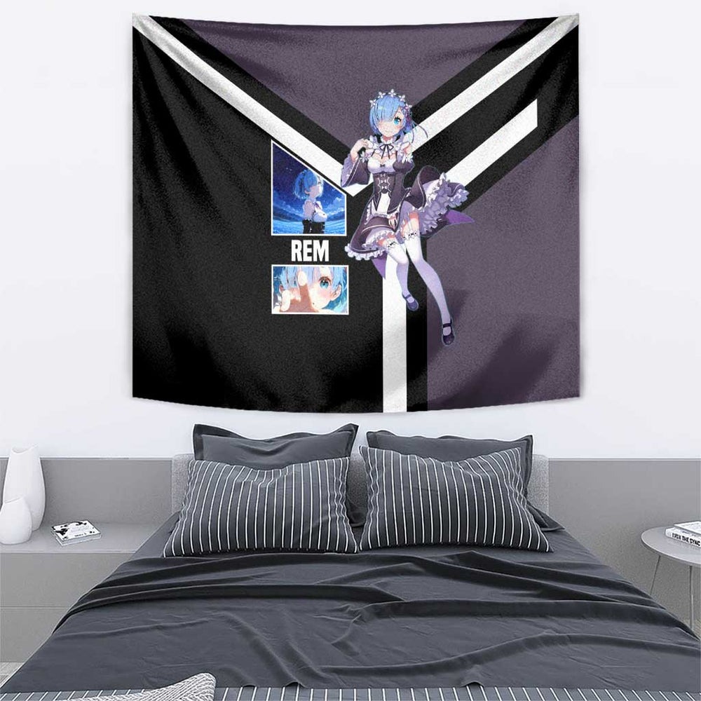 Rem ReZero Tapestry with Maid Outfit and Loyal Battle Pose Design TS04 Rem ReZero Tapestry with Maid Outfit and Loyal Battle Pose Design TS04