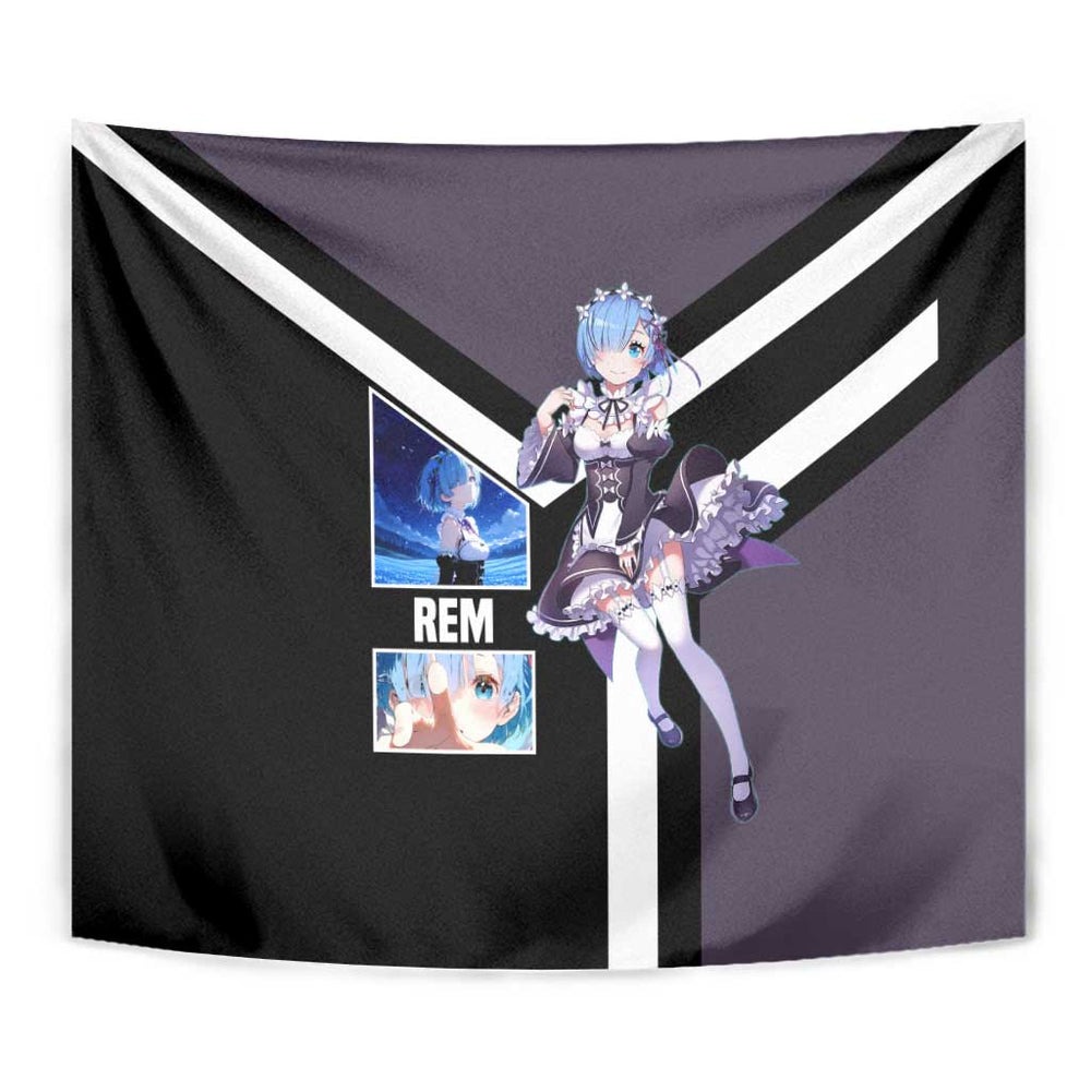 Rem ReZero Tapestry with Maid Outfit and Loyal Battle Pose Design TS04 Rem ReZero Tapestry with Maid Outfit and Loyal Battle Pose Design TS04