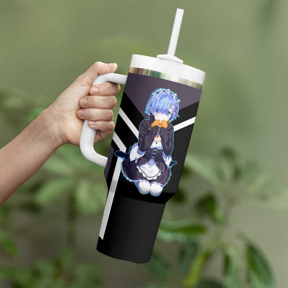 Rem ReZero Tumbler With Handle with Maid Outfit and Loyal Battle Pose Design TS04 Rem ReZero Tumbler With Handle with Maid Outfit and Loyal Battle Pose Design TS04