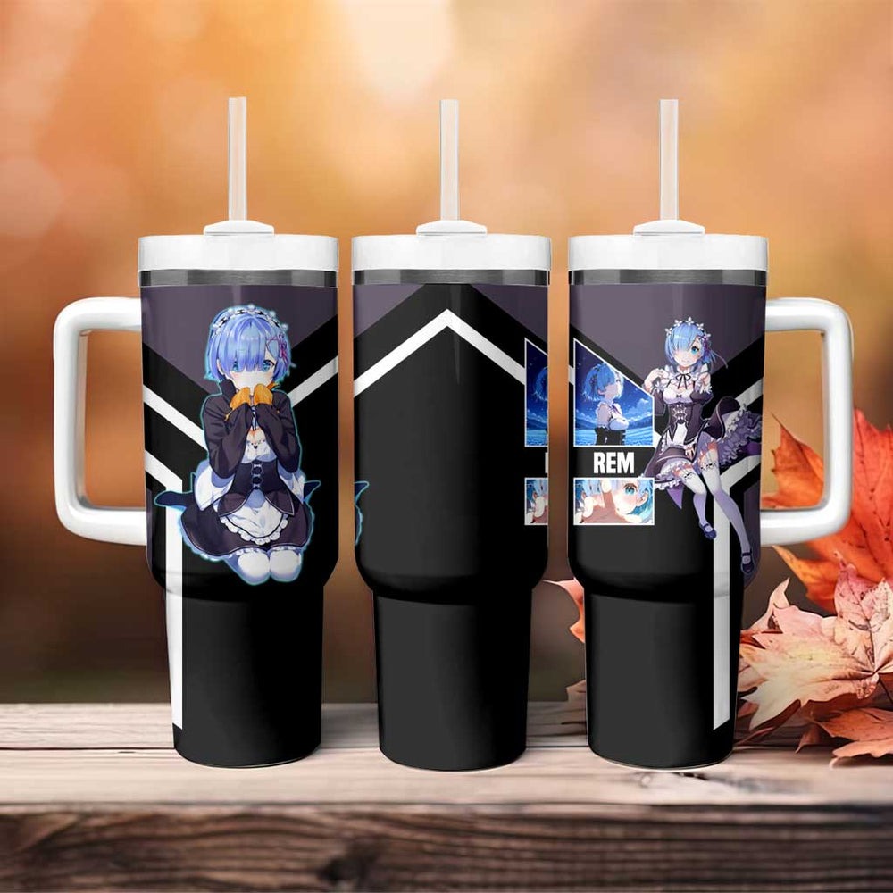 Rem ReZero Tumbler With Handle with Maid Outfit and Loyal Battle Pose Design TS04 Rem ReZero Tumbler With Handle with Maid Outfit and Loyal Battle Pose Design TS04