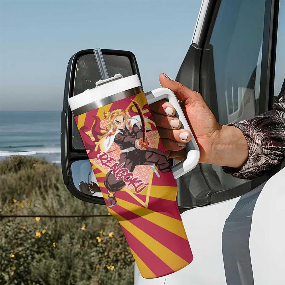 Rengoku - Demon Slayer Tumbler With Handle Anime Style TS04 Rengoku - Demon Slayer Tumbler With Handle Anime Style TS04
