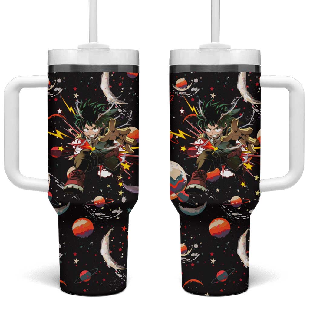 Retro Universe Deku My Hero Academia Tumbler With Handle Anime Mid Cosmic Pattern Style TS04