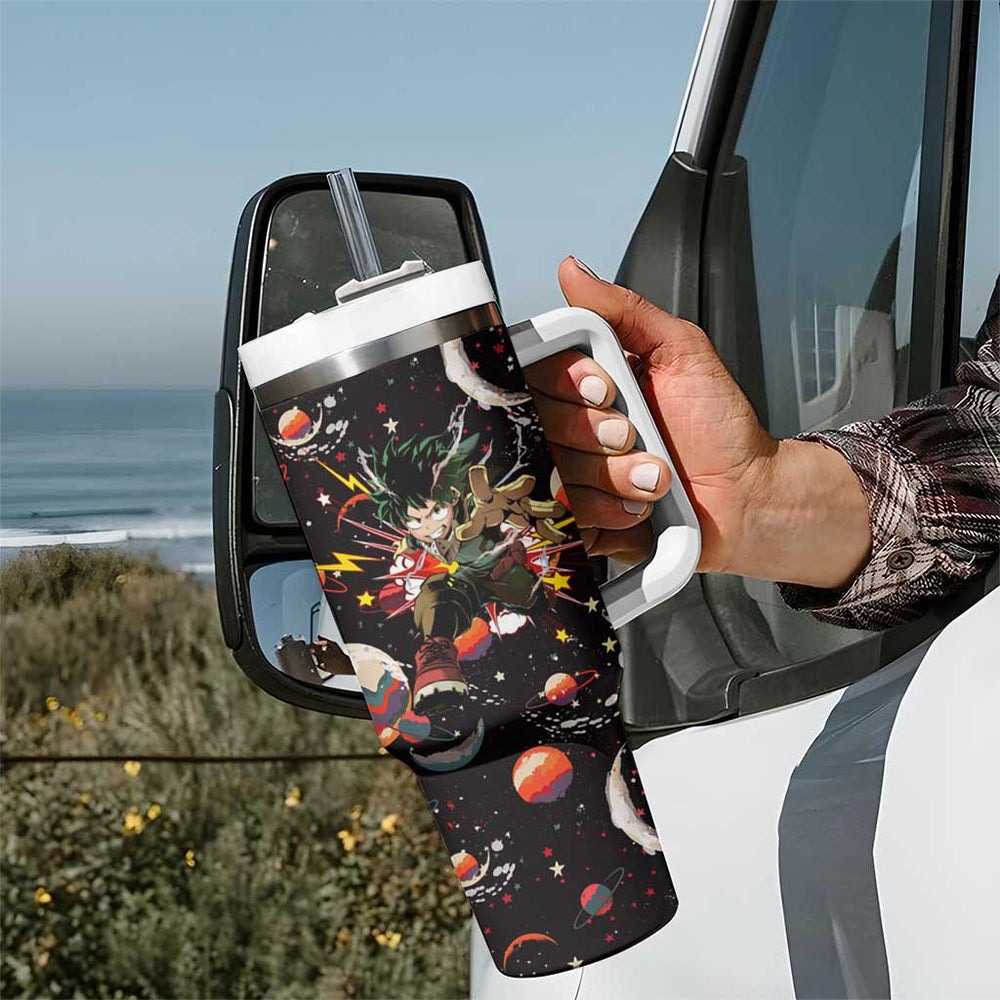 Retro Universe Deku My Hero Academia Tumbler With Handle Anime Mid Cosmic Pattern Style TS04 Retro Universe Deku My Hero Academia Tumbler With Handle Anime Mid Cosmic Pattern Style TS04