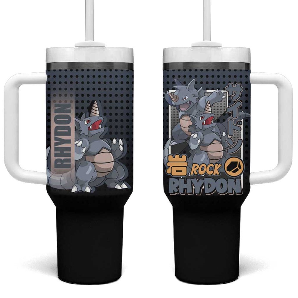 Rhydon Poké Tumbler With Handle with Rock Type Icon Design and Battle Ready Pose Print TS04 Rhydon Poké Tumbler With Handle with Rock Type Icon Design and Battle Ready Pose Print TS04