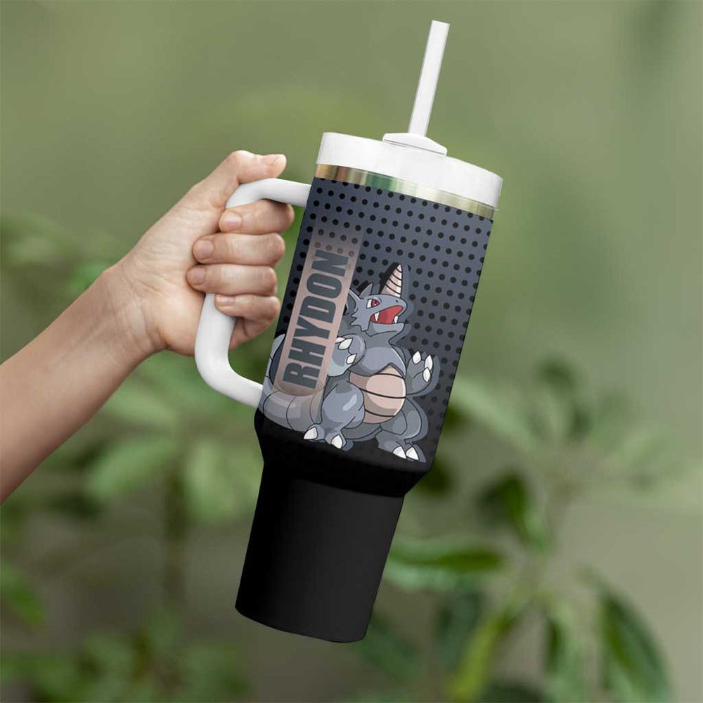 Rhydon Poké Tumbler With Handle with Rock Type Icon Design and Battle Ready Pose Print TS04 Rhydon Poké Tumbler With Handle with Rock Type Icon Design and Battle Ready Pose Print TS04