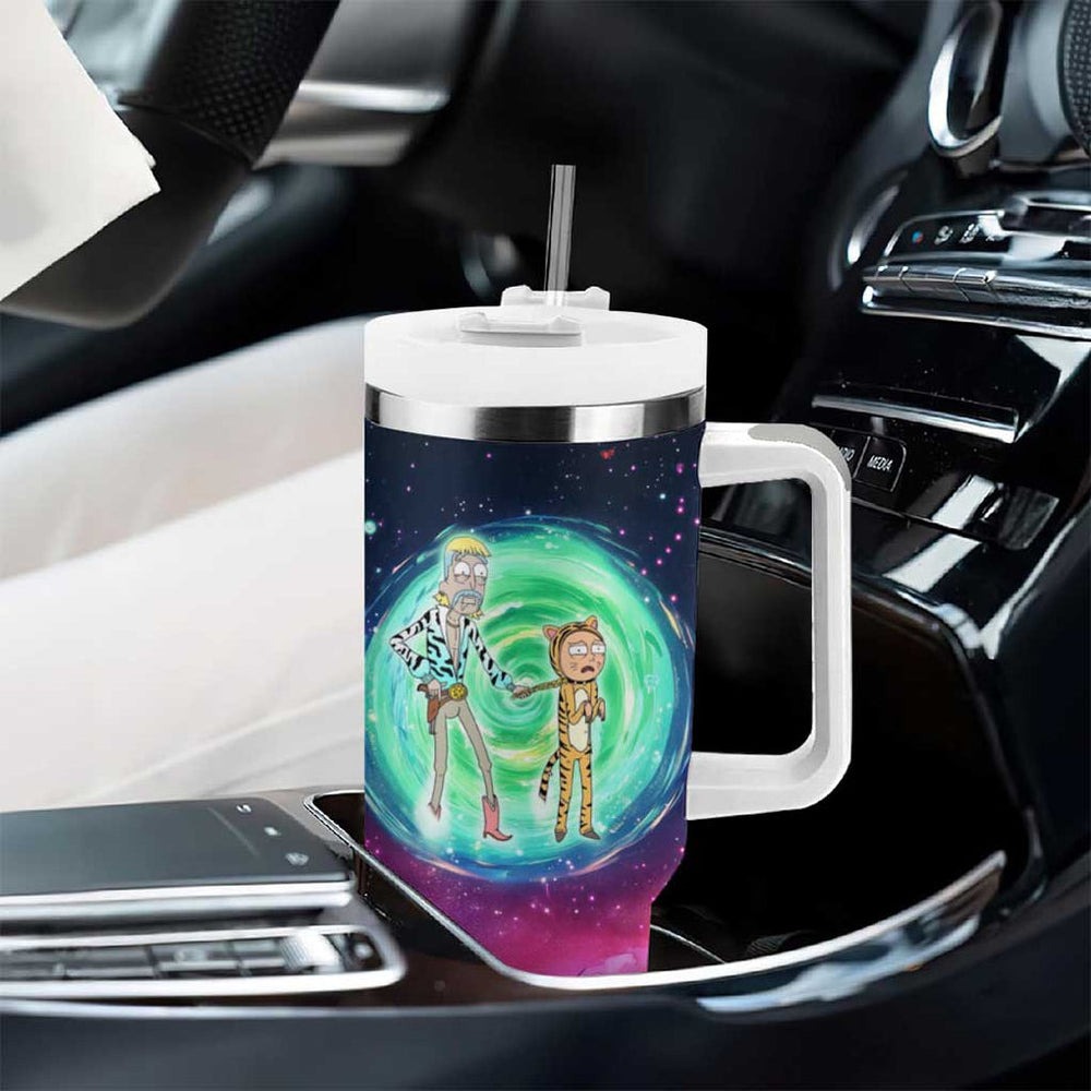 Rick and Morty Tiger King Tumbler With Handle Trippy Style TS04 Rick and Morty Tiger King Tumbler With Handle Trippy Style TS04