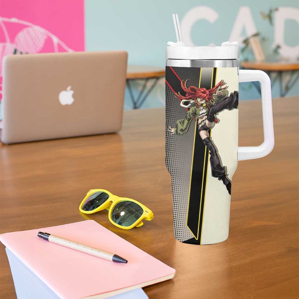 Riyo Blade Dancer Tumbler With Handle Grunge Manga Illustration Style TS04 Riyo Blade Dancer Tumbler With Handle Grunge Manga Illustration Style TS04