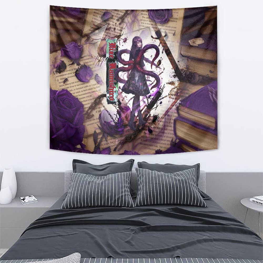 Rize Kamishiro Tokyo Ghoul Tumbler With Handle Gothic Collage Style with Newspaper and Purple Rose Motif TS04 Rize Kamishiro Tokyo Ghoul Tumbler With Handle Gothic Collage Style with Newspaper and Purple Rose Motif TS04