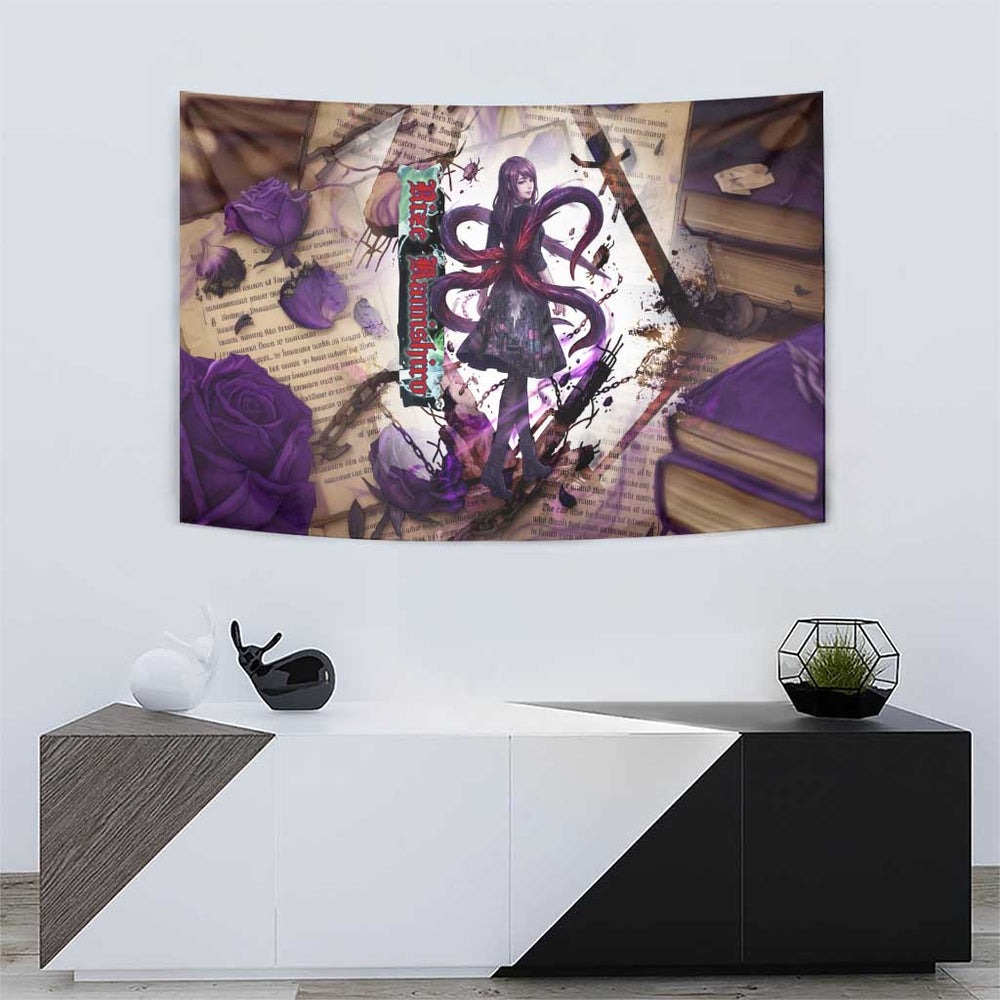 Rize Kamishiro Tokyo Ghoul Tumbler With Handle Gothic Collage Style with Newspaper and Purple Rose Motif TS04 Rize Kamishiro Tokyo Ghoul Tumbler With Handle Gothic Collage Style with Newspaper and Purple Rose Motif TS04