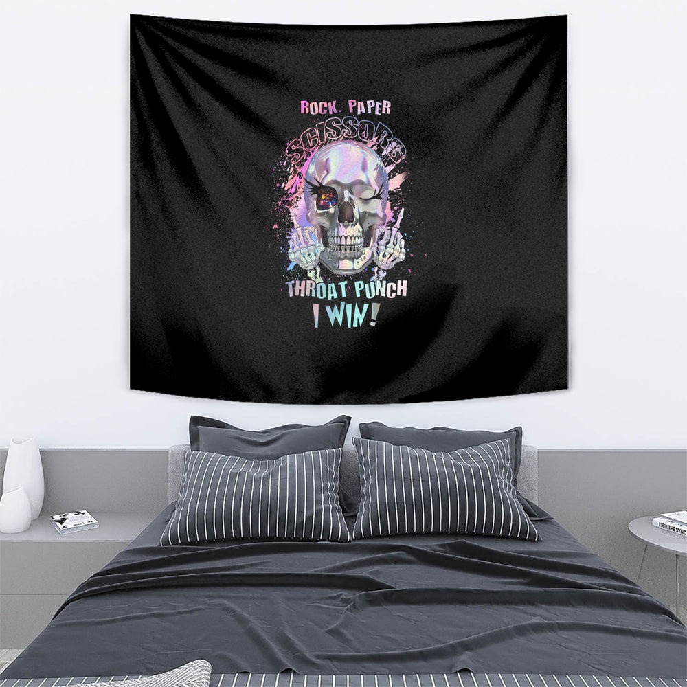 Rock Paper Throat Punch I Win Tapestry TS04 Rock Paper Throat Punch I Win Tapestry TS04