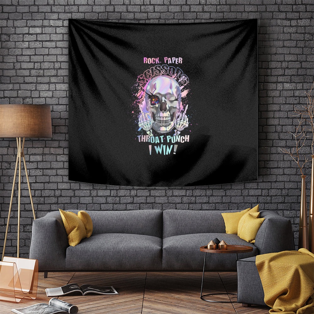 Rock Paper Throat Punch I Win Tapestry TS04 Rock Paper Throat Punch I Win Tapestry TS04