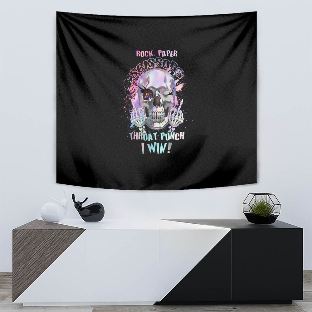 Rock Paper Throat Punch I Win Tapestry TS04 Rock Paper Throat Punch I Win Tapestry TS04