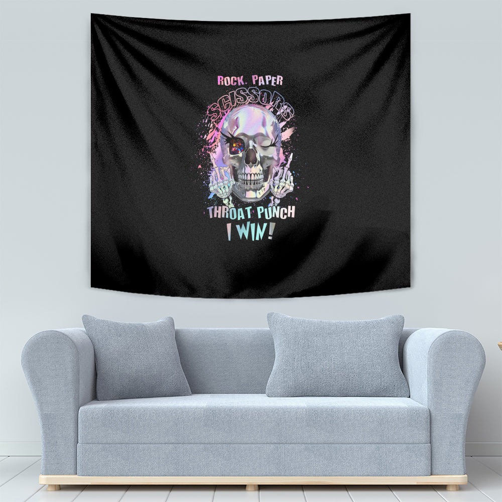 Rock Paper Throat Punch I Win Tapestry TS04 Rock Paper Throat Punch I Win Tapestry TS04