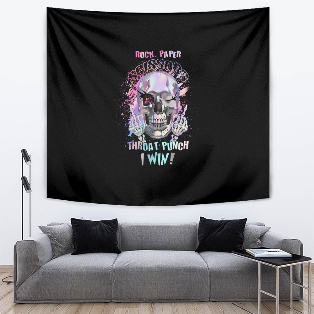 Rock Paper Throat Punch I Win Tapestry TS04 Rock Paper Throat Punch I Win Tapestry TS04