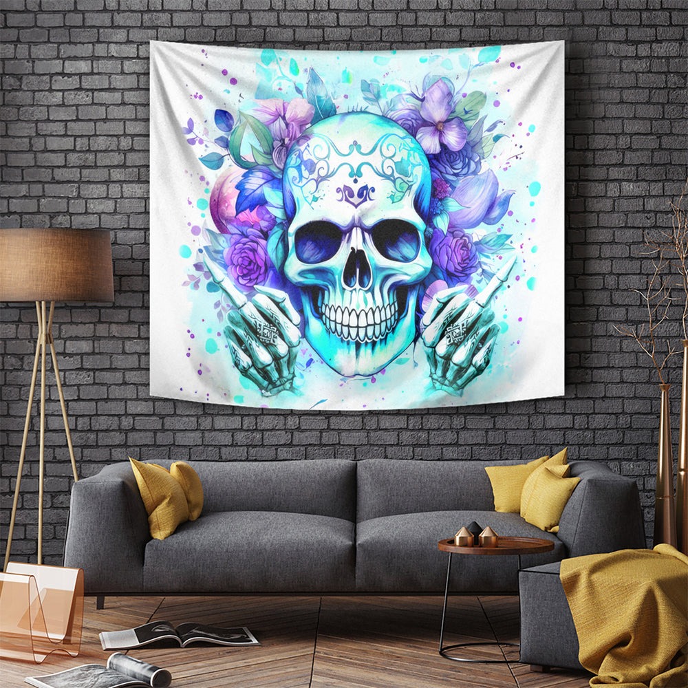 Rose SKull Tapestry My Give A Fuck Is Broken But My Go Fuck Yourself Is Fully Functional DT01