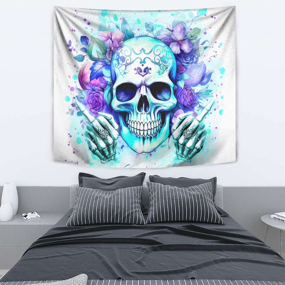 Rose SKull Tapestry My Give A Fuck Is Broken But My Go Fuck Yourself Is Fully Functional DT01