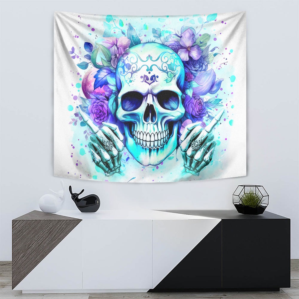 Rose SKull Tapestry My Give A Fuck Is Broken But My Go Fuck Yourself Is Fully Functional DT01