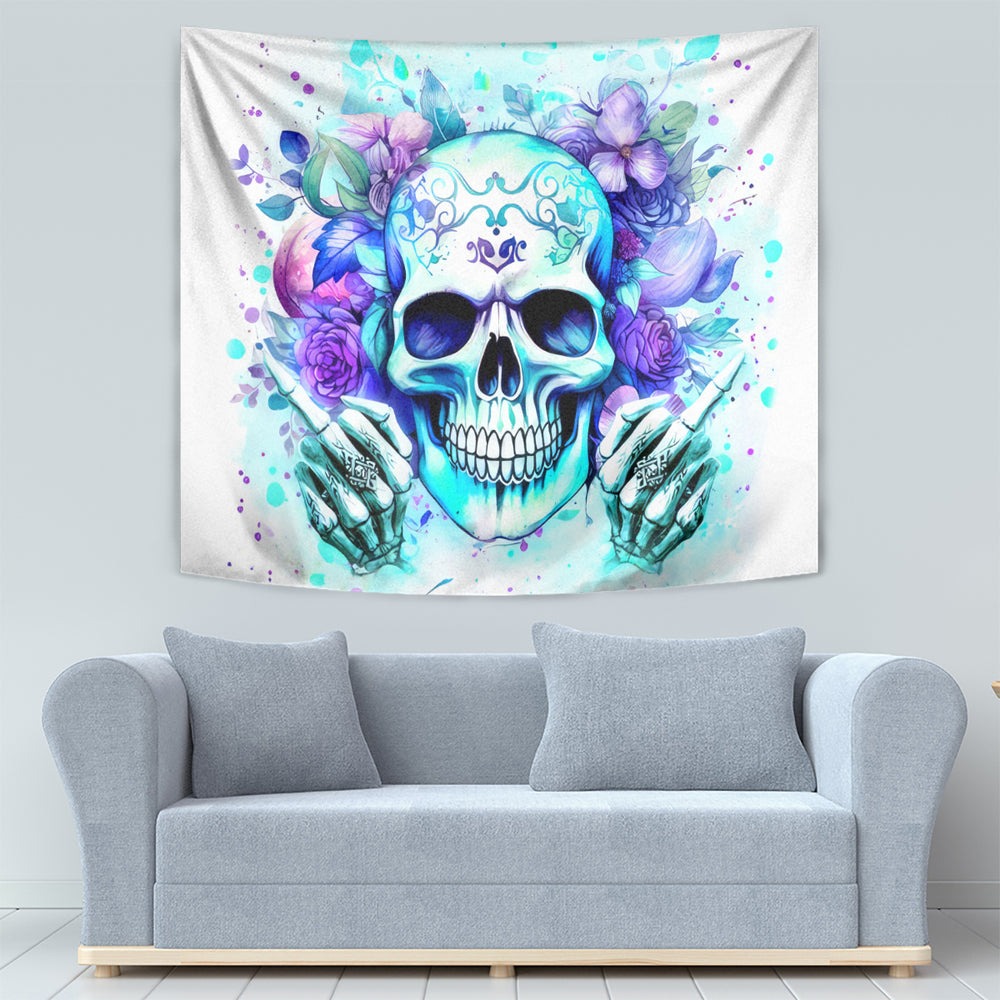 Rose SKull Tapestry My Give A Fuck Is Broken But My Go Fuck Yourself Is Fully Functional DT01
