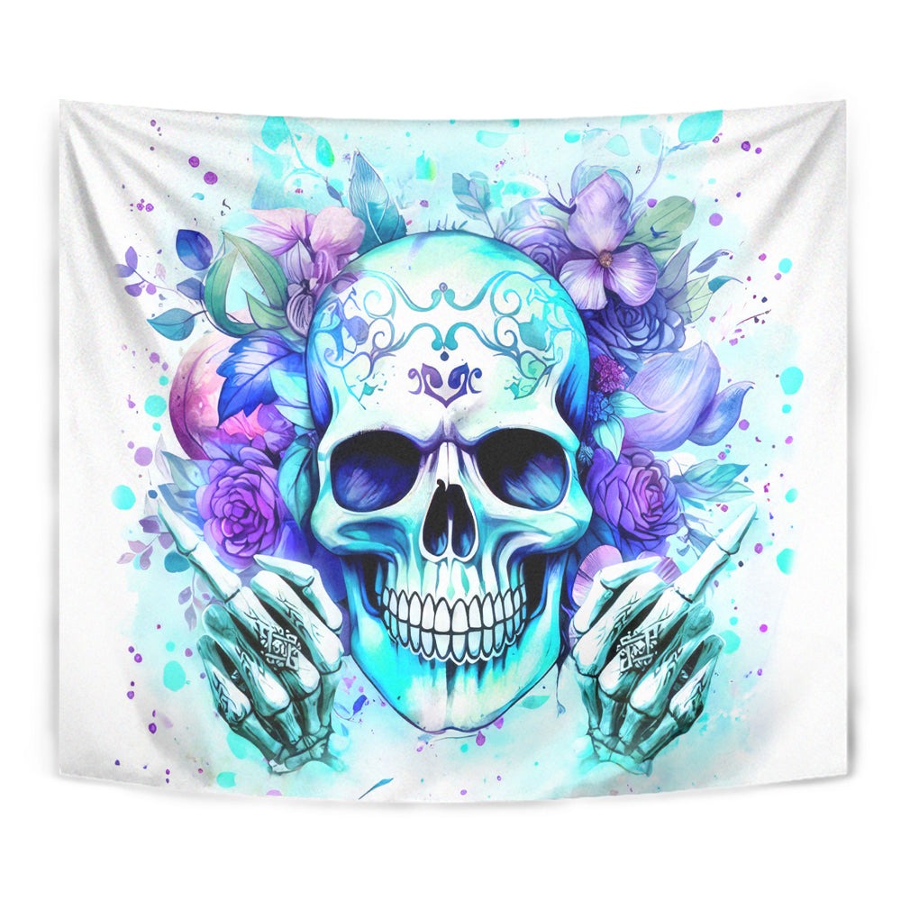 Rose SKull Tapestry My Give A Fuck Is Broken But My Go Fuck Yourself Is Fully Functional DT01