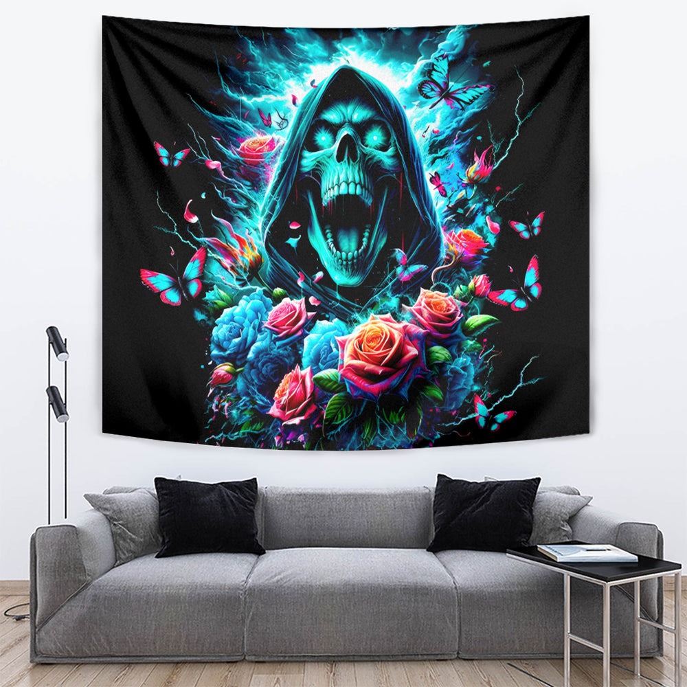 Rose Skull Tapestry She Whispered Back Iam The Storm DT01 Rose Skull Tapestry She Whispered Back Iam The Storm DT01