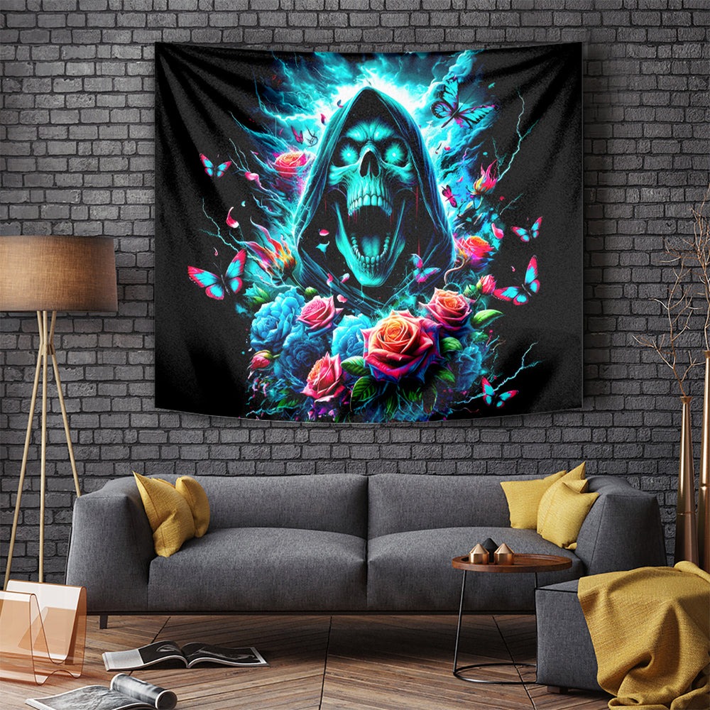 Rose Skull Tapestry She Whispered Back Iam The Storm DT01 Rose Skull Tapestry She Whispered Back Iam The Storm DT01