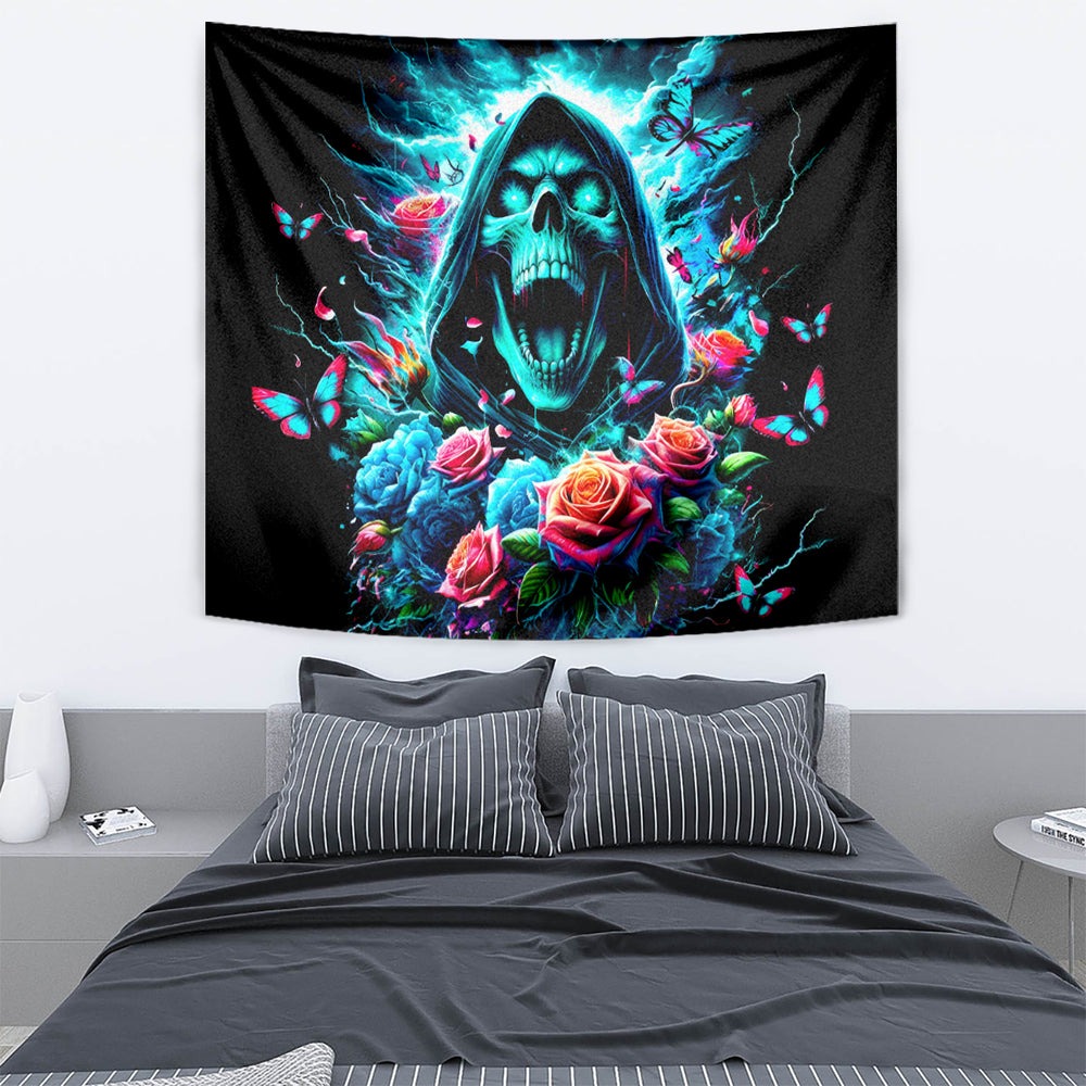 Rose Skull Tapestry She Whispered Back Iam The Storm DT01 Rose Skull Tapestry She Whispered Back Iam The Storm DT01