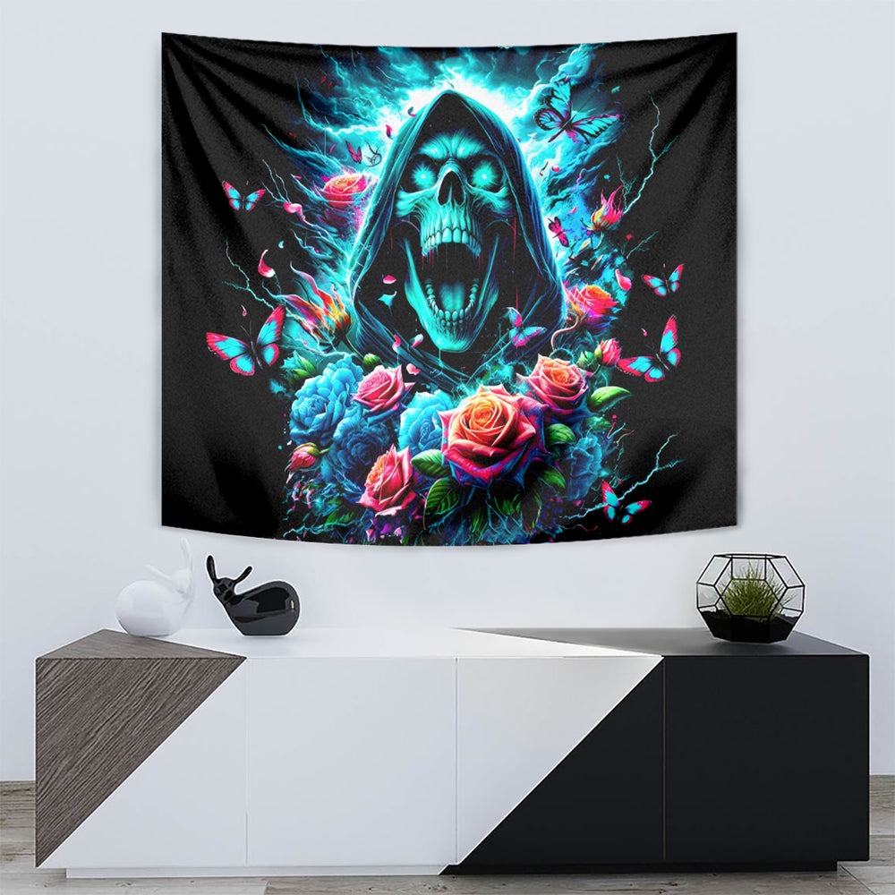 Rose Skull Tapestry She Whispered Back Iam The Storm DT01 Rose Skull Tapestry She Whispered Back Iam The Storm DT01