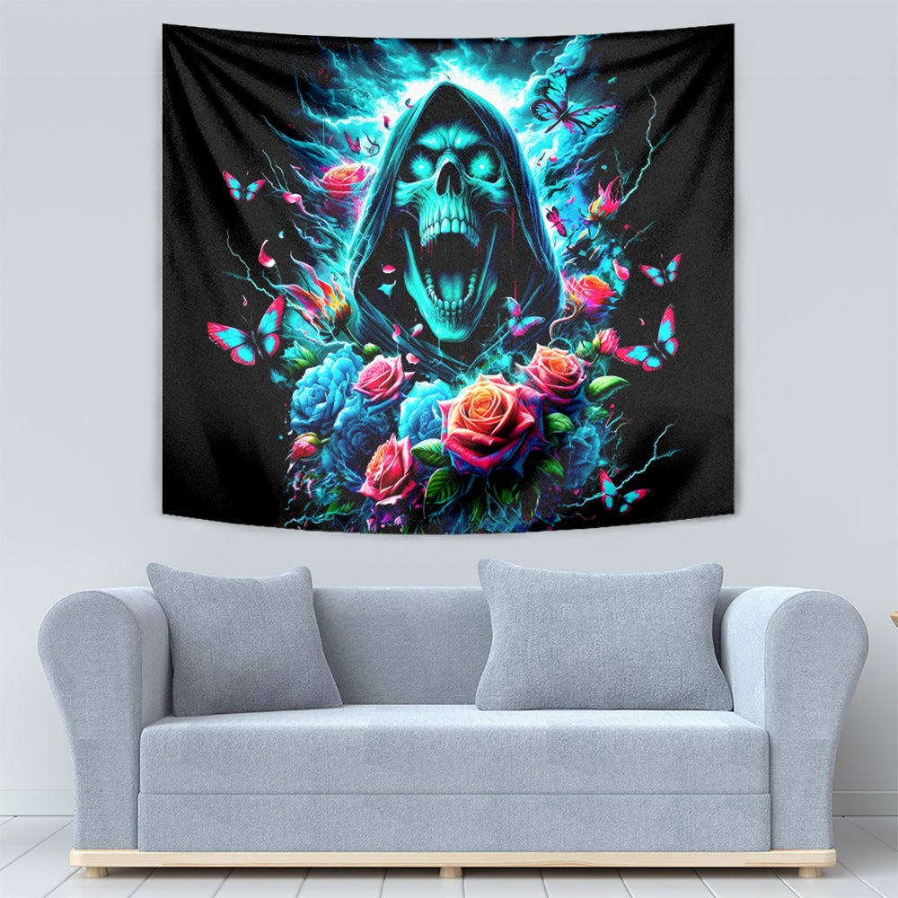 Rose Skull Tapestry She Whispered Back Iam The Storm DT01 Rose Skull Tapestry She Whispered Back Iam The Storm DT01