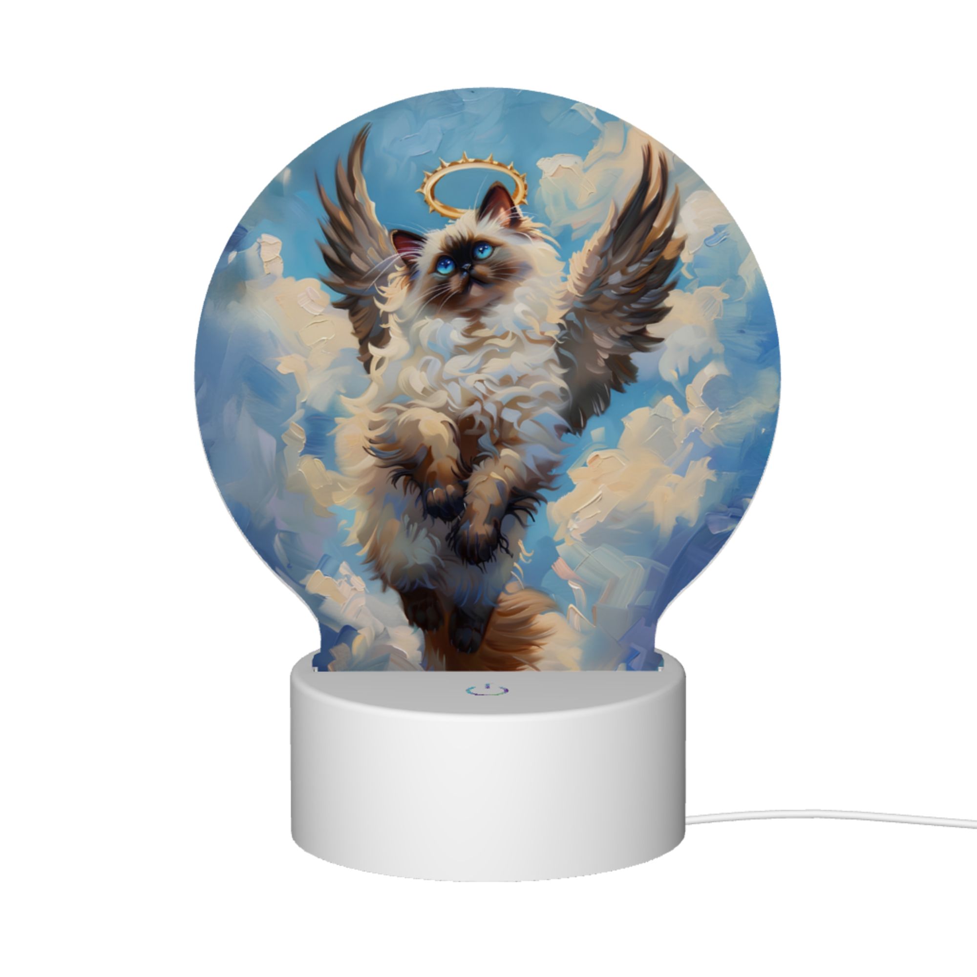 Round Shaped Acrylic Panel Angel Birman Cat Night Light – Pet Memorial Decor, LED Light Sign for Birman Cat In Heaven Round Shaped Acrylic Panel Angel Birman Cat Night Light – Pet Memorial Decor, LED Light Sign for Birman Cat In Heaven