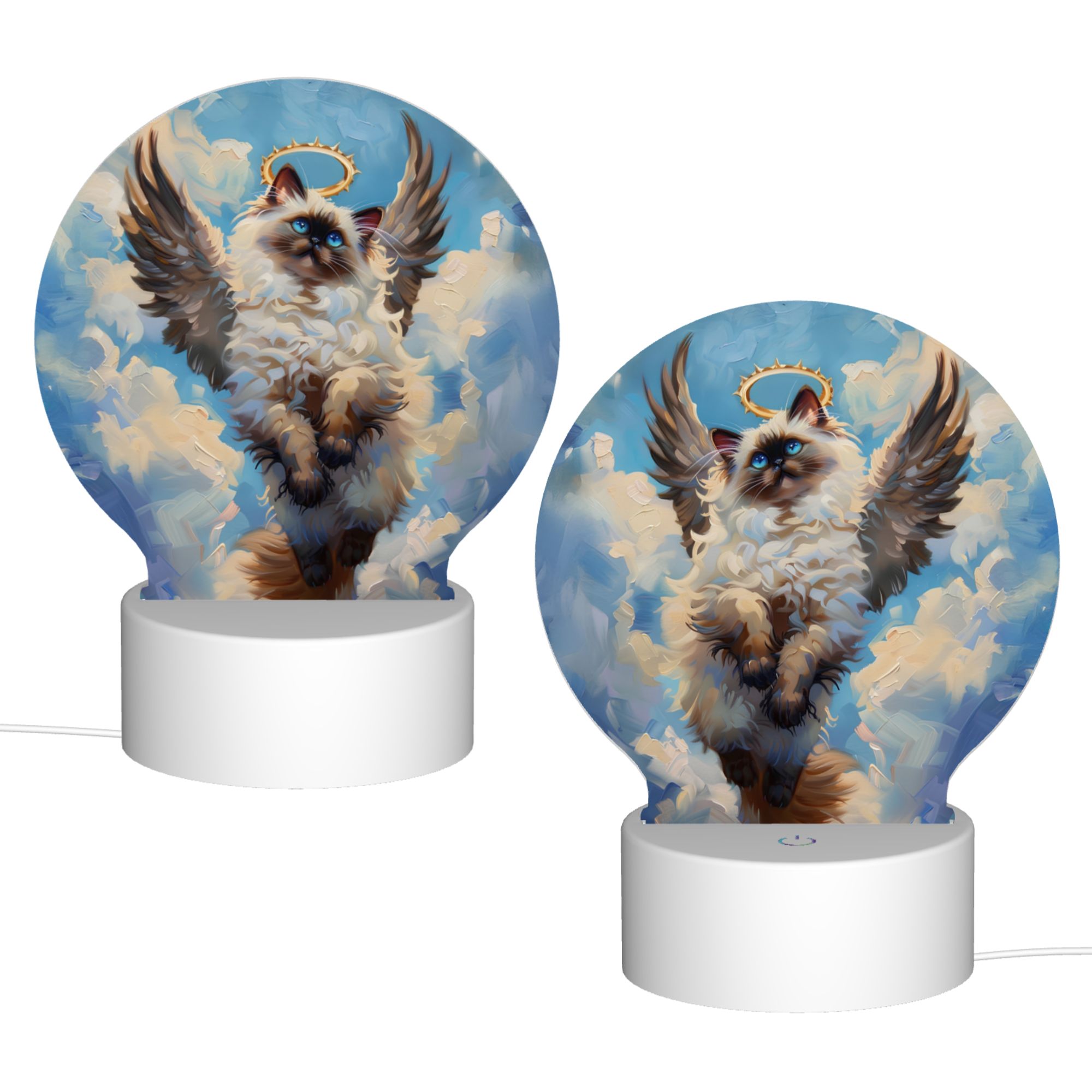 Round Shaped Acrylic Panel Angel Birman Cat Night Light – Pet Memorial Decor, LED Light Sign for Birman Cat In Heaven Round Shaped Acrylic Panel Angel Birman Cat Night Light – Pet Memorial Decor, LED Light Sign for Birman Cat In Heaven