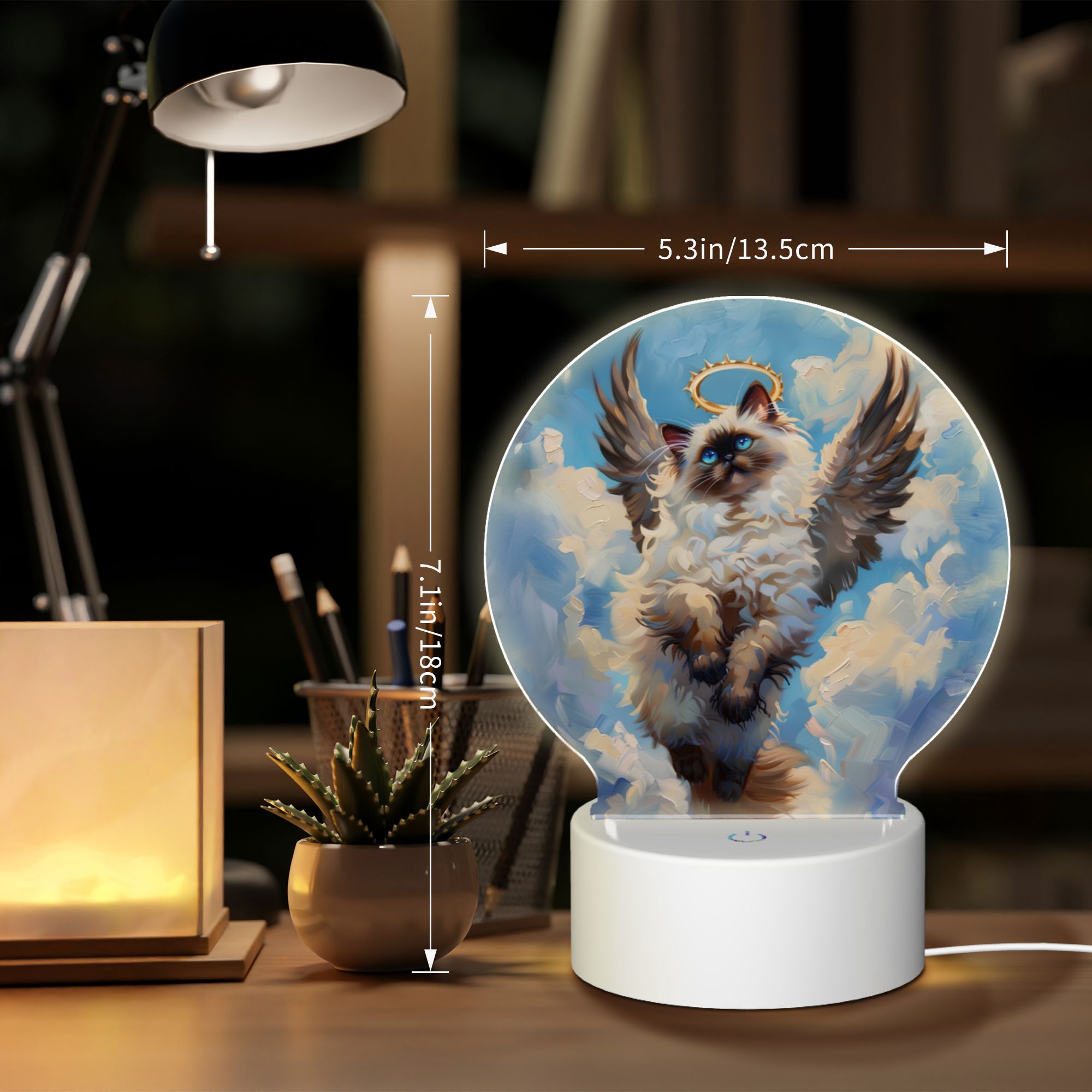 Round Shaped Acrylic Panel Angel Birman Cat Night Light – Pet Memorial Decor, LED Light Sign for Birman Cat In Heaven Round Shaped Acrylic Panel Angel Birman Cat Night Light – Pet Memorial Decor, LED Light Sign for Birman Cat In Heaven