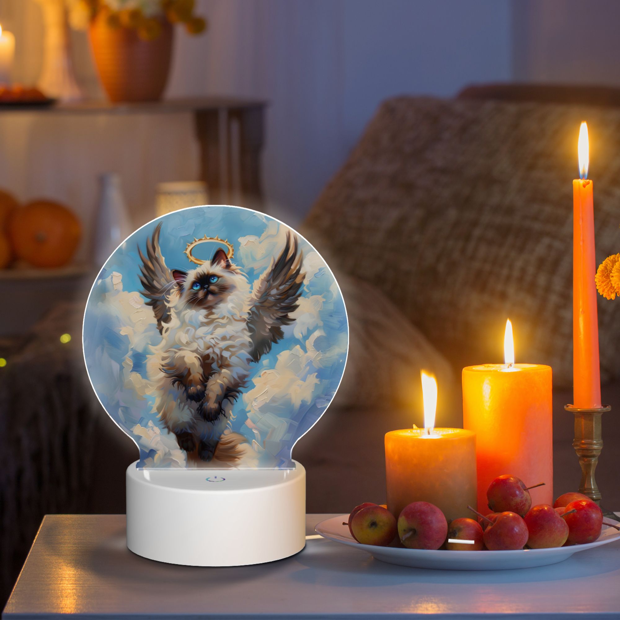 Round Shaped Acrylic Panel Angel Birman Cat Night Light – Pet Memorial Decor, LED Light Sign for Birman Cat In Heaven Round Shaped Acrylic Panel Angel Birman Cat Night Light – Pet Memorial Decor, LED Light Sign for Birman Cat In Heaven
