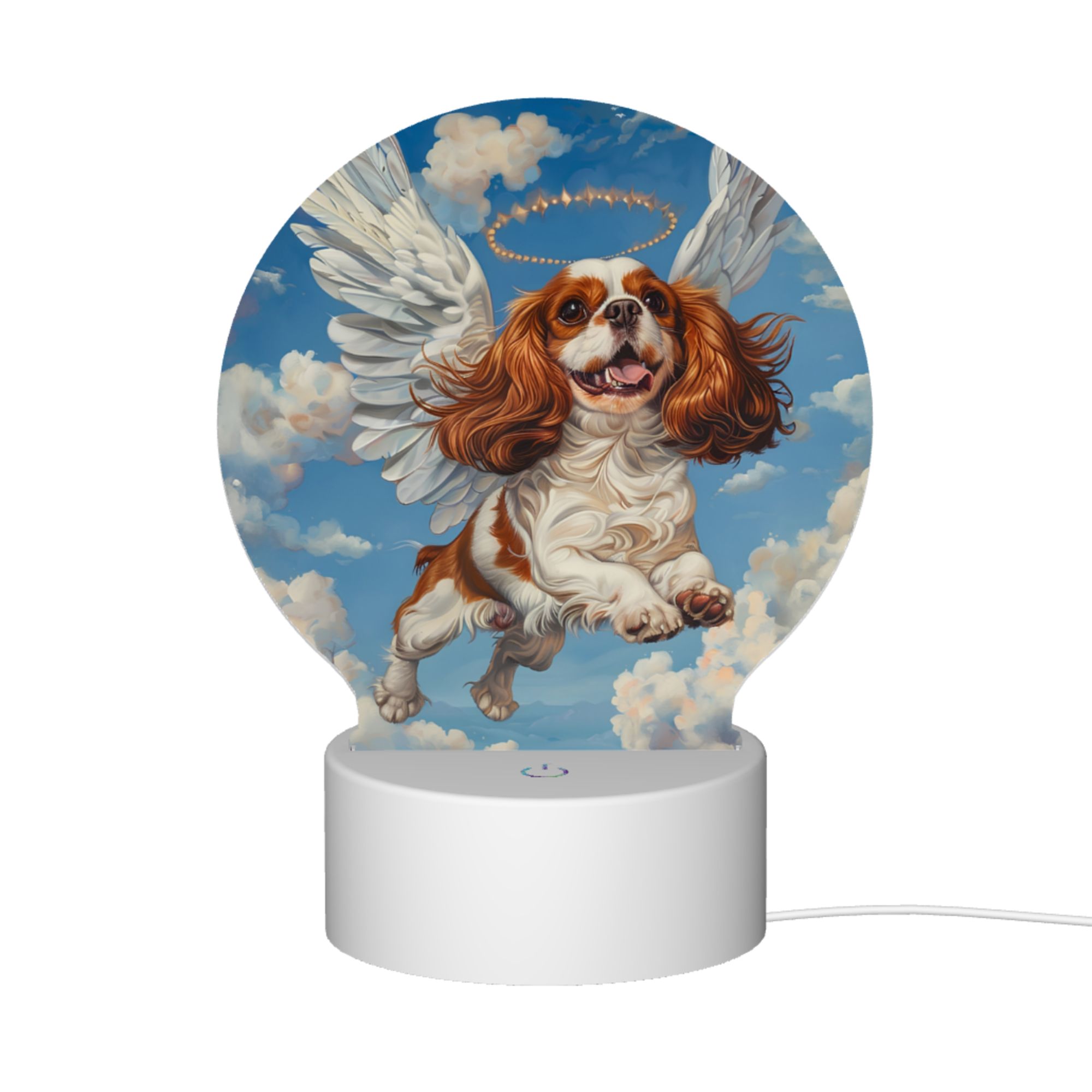 Round Shaped Acrylic Panel Angel Cavalier King Charles Spaniel Night Light – Pet Memorial Decor, LED Light Sign for Spaniel In Heaven Round Shaped Acrylic Panel Angel Cavalier King Charles Spaniel Night Light – Pet Memorial Decor, LED Light Sign for Spaniel In Heaven